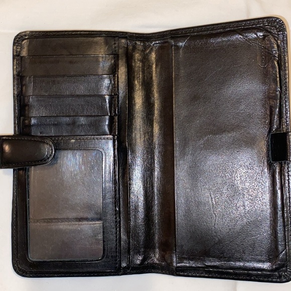 Coach Vintage Black Leather Wallet with Snap Closure Unisex - Picture 2 of 9